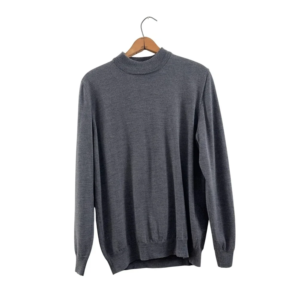 90s/00s Joseph & Lyman Mock Neck Sweater Gray‎ Merino Wool Medium